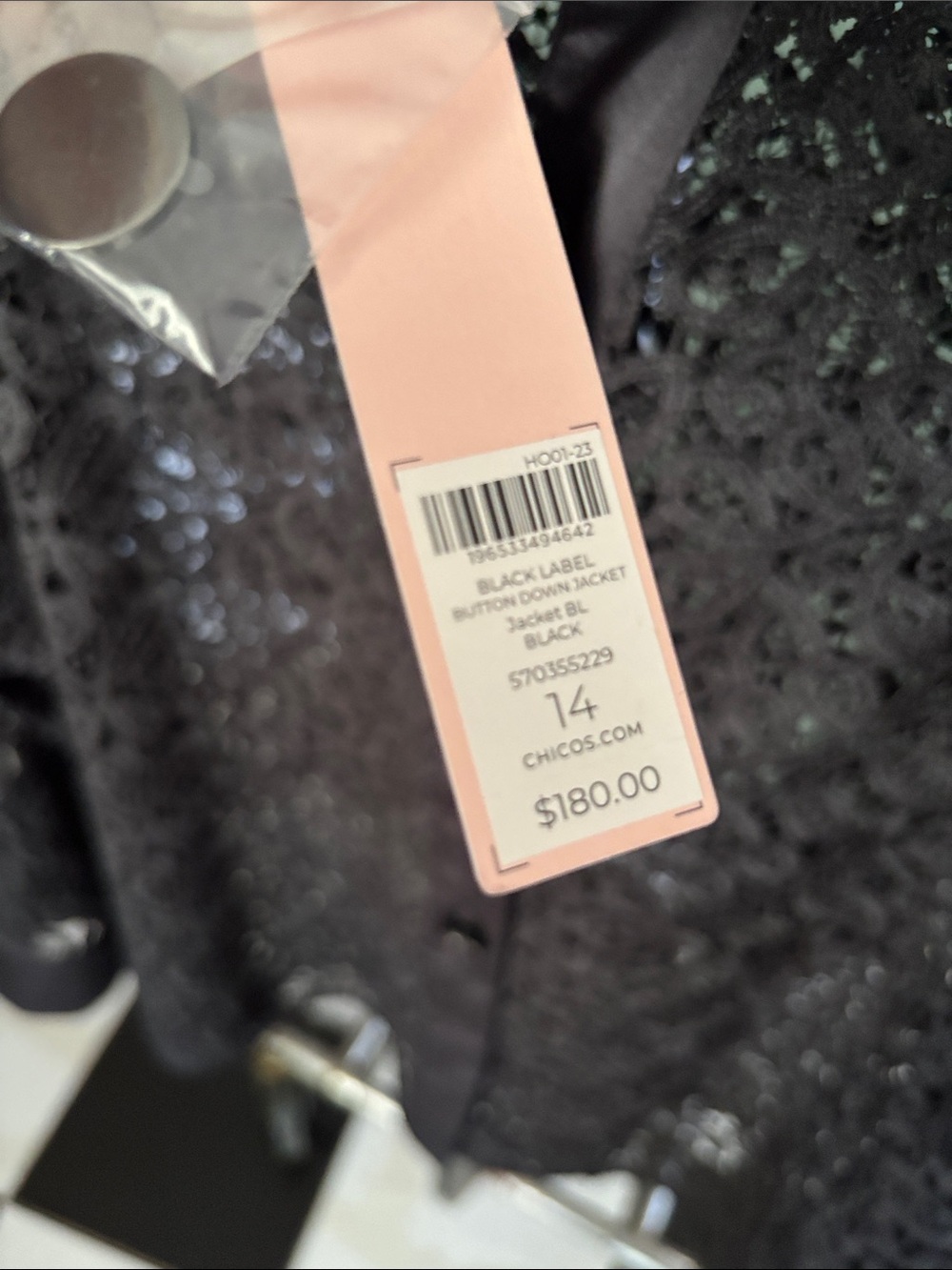 Black Label by Chico’s Black Button Up Lace Shirt Size 14 New With Tags - Picture 8 of 10